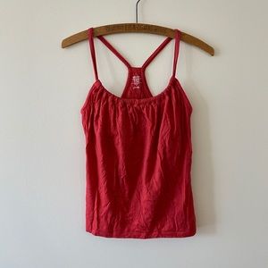 Icebreaker merino superfine ultralite shelf bra tank top red ruched wool